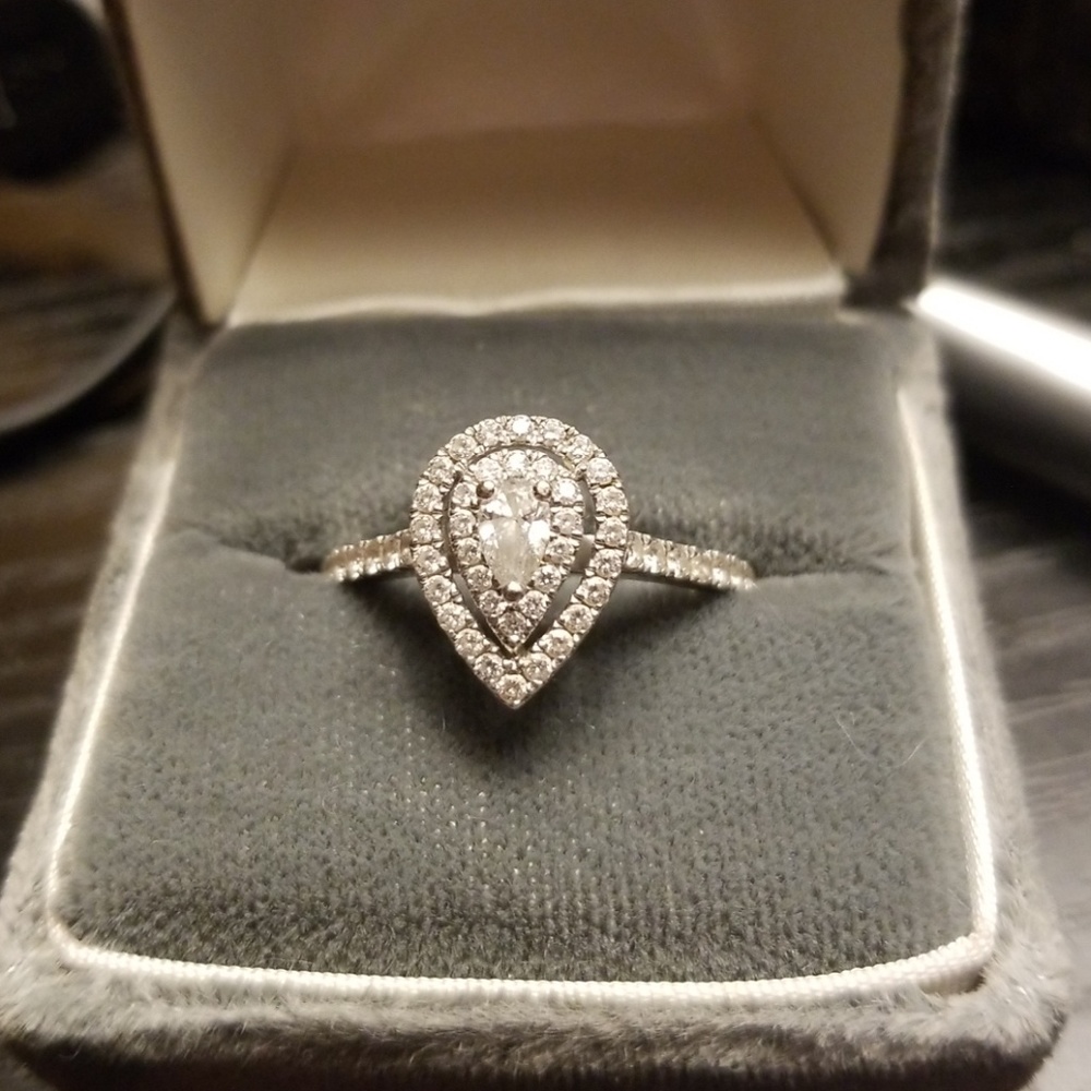 Double Halo Pear Shaped Engagement Ring